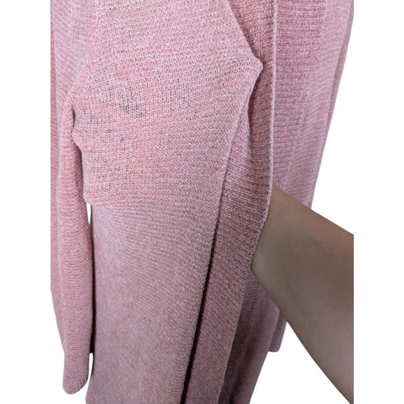 Loft Plus 16/18 Pink Chenille Semi Loose Knit Open Front Cardigan Sweater - Picture 4 of 9